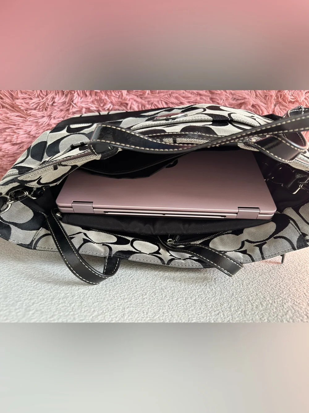 🖤 COACH F17443 Signature Stripe Multifunction Tote / Baby Diaper Bag 🖤